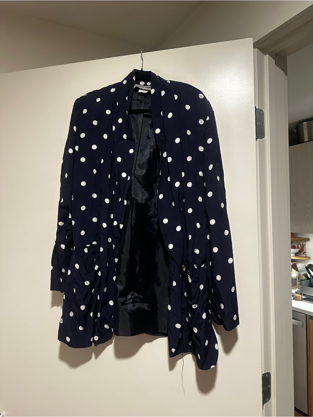 Vintage Navy Polka Dot Open Blazer and skirt set